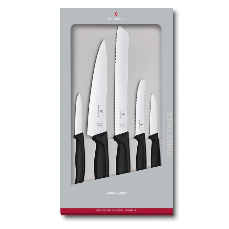 VICTORINOX Swiss Classic 5-Piece Kitchen Knife Set Black