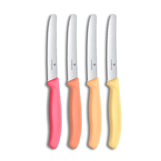 VICTORINOX Swiss Classic Breakfast Knife Set 4-Piece Colorful Serrated Knives 11cm
