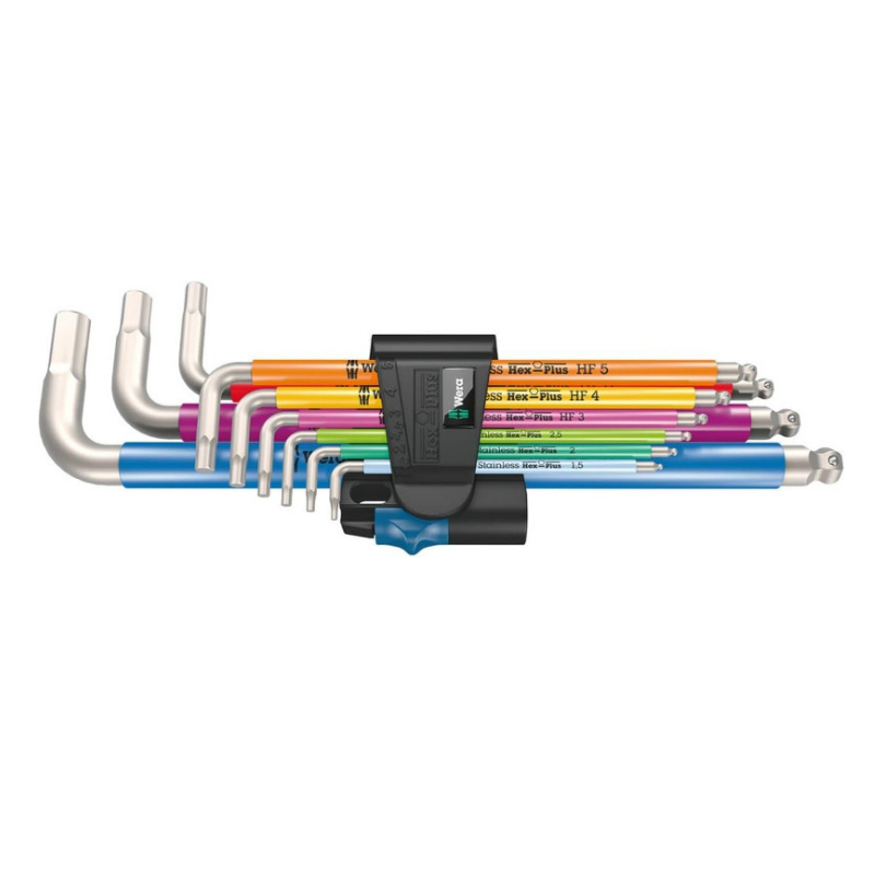 WERA 3950/9 Hex-Plus Multicolour HF Stainless L-Key Set 9-Piece Metric 05022699001