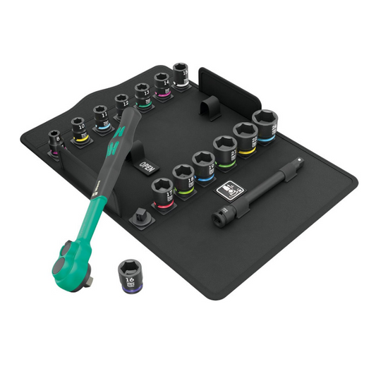 WERA 8100 SB 12 Zyklop Comfort Ratchet Set 16-Piece 3/8" Drive