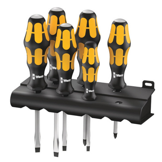 WERA 932/918/6 Kraftform Plus Screwdriver Chisel Set – 6-Piece with Rack 05018287001