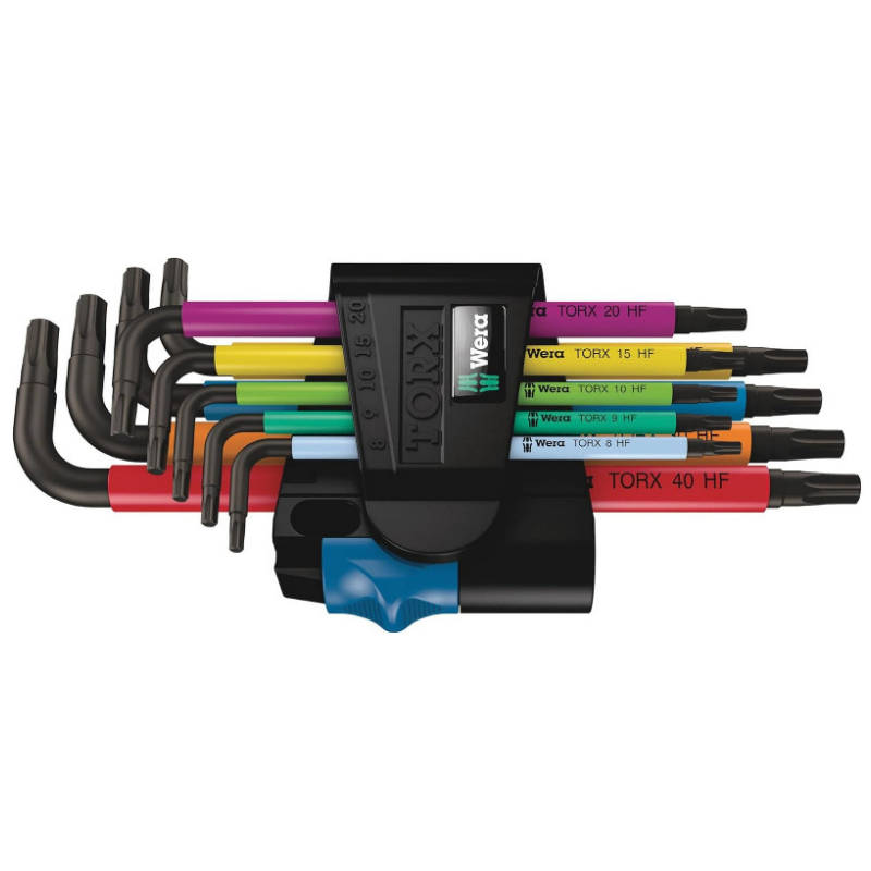WERA 967/9 TX Multicolour HF‑1 Torx L‑Key Set 9 Piece with Holding Function 05024179001