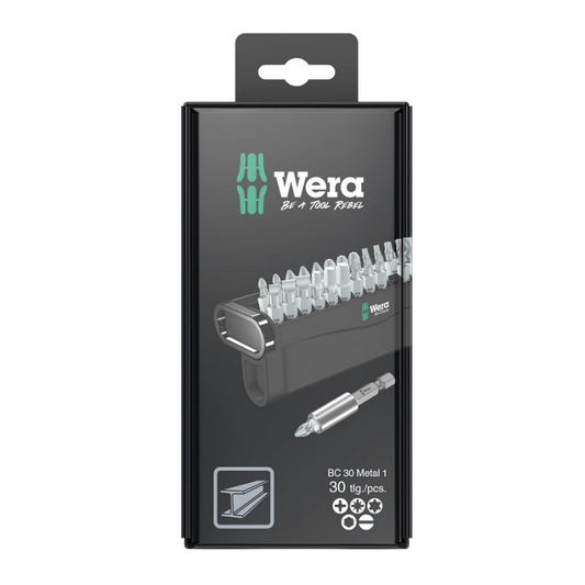 WERA Bit-Check 30 Metal 1 SB 30-Piece Premium Bit Set with Rapidaptor 05057440001