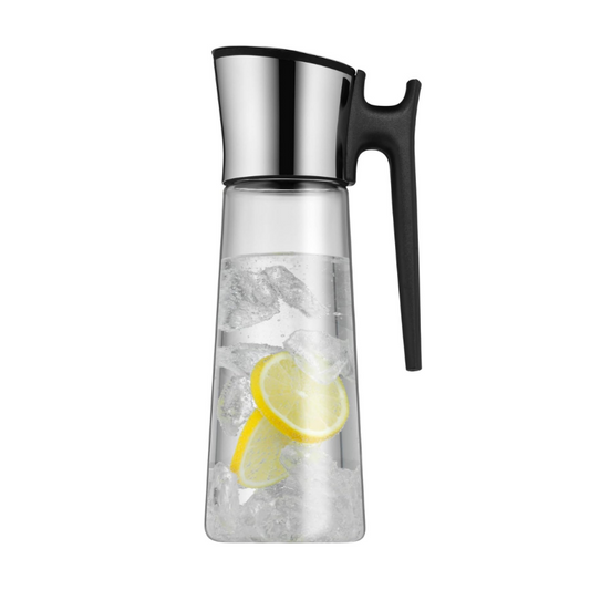 WMF Basic Water Carafe with Handle – 1.5L Glass Carafe with Silicone Lid