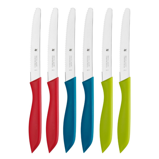 WMF Classic Line Breakfast Knife Set – 6-Pieces 23 cm Colorful Plastic Handles