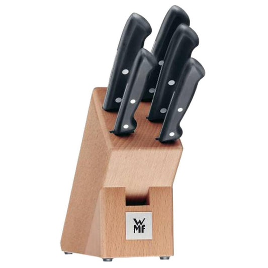 WMF Classic Line Knife Block – 6-Piece Set | Birch Wood Block with 5 Stainless Steel Knives