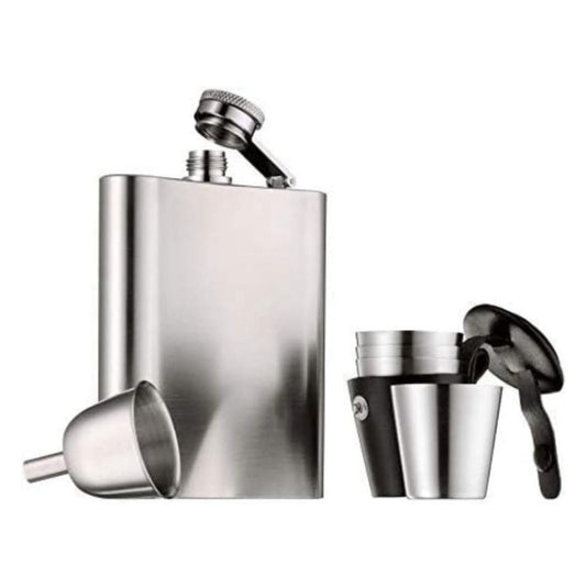 WMF Manhattan Hip Flask Set – 6-Piece 200ml with Leather Case