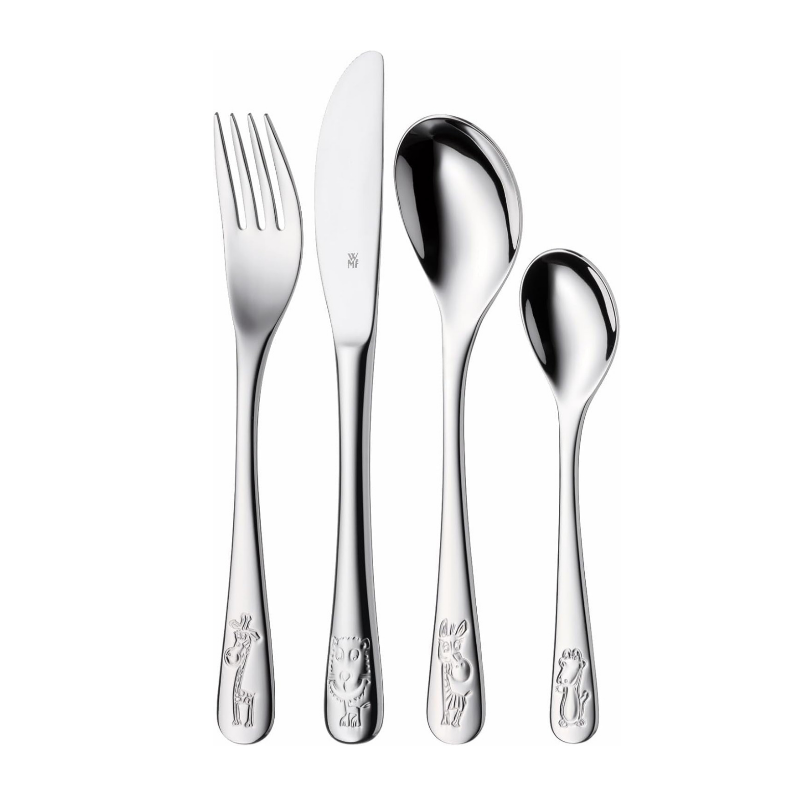 WMF Safari Children’s Cutlery Set – 4-Pieces Animal Motif (No Engraving)