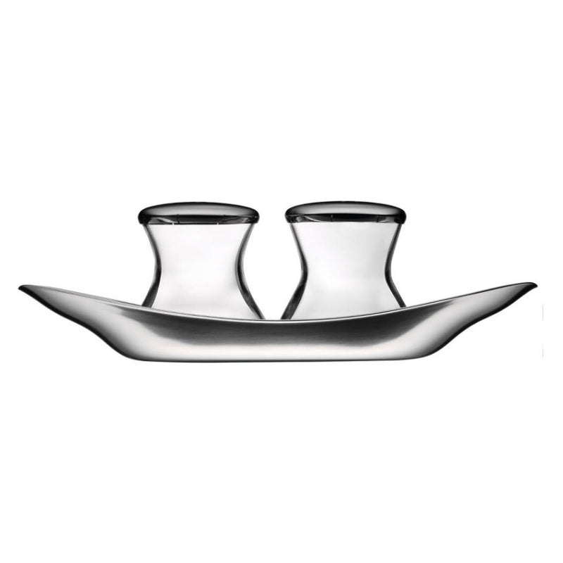 WMF Wagenfeld Max & Moritz Shaker Set – 3-Piece Salt & Pepper Shakers with Tray