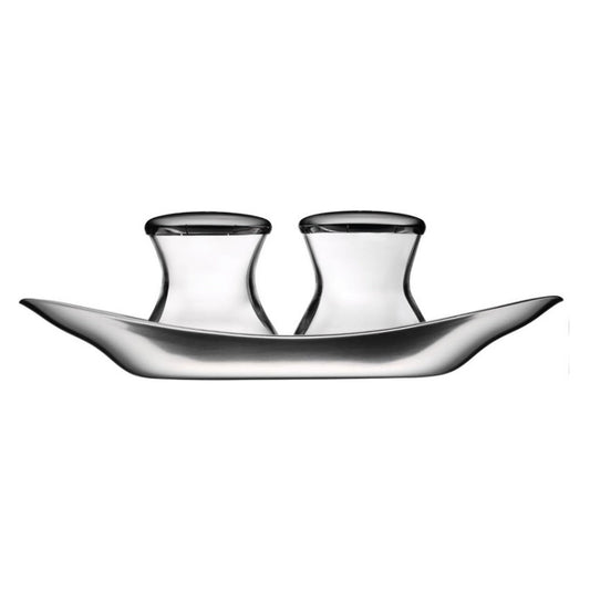 WMF Wagenfeld Max & Moritz Shaker Set – 3-Piece Salt & Pepper Shakers with Tray