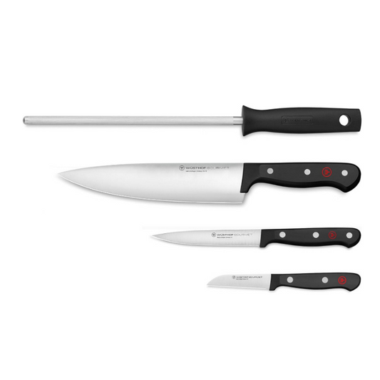 WÜSTHOF Gourmet 4-Piece Knife Set – Black Handle
