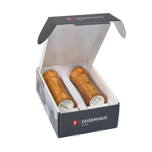 ZASSENHAUS Frankfurt Mill Set Olive Wood Premium Salt & Pepper Grinder Set 