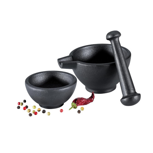 ZASSENHAUS Mortar Set 3-Piece Cast Iron Black M076073