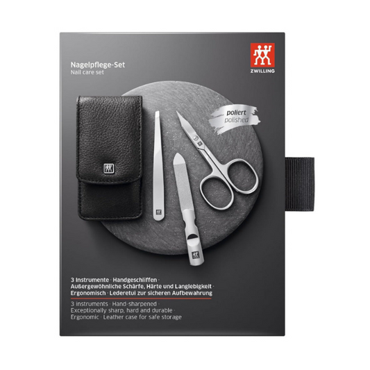 ZWILLING 3-Piece Manicure & Pedicure Set with Black Leather Case