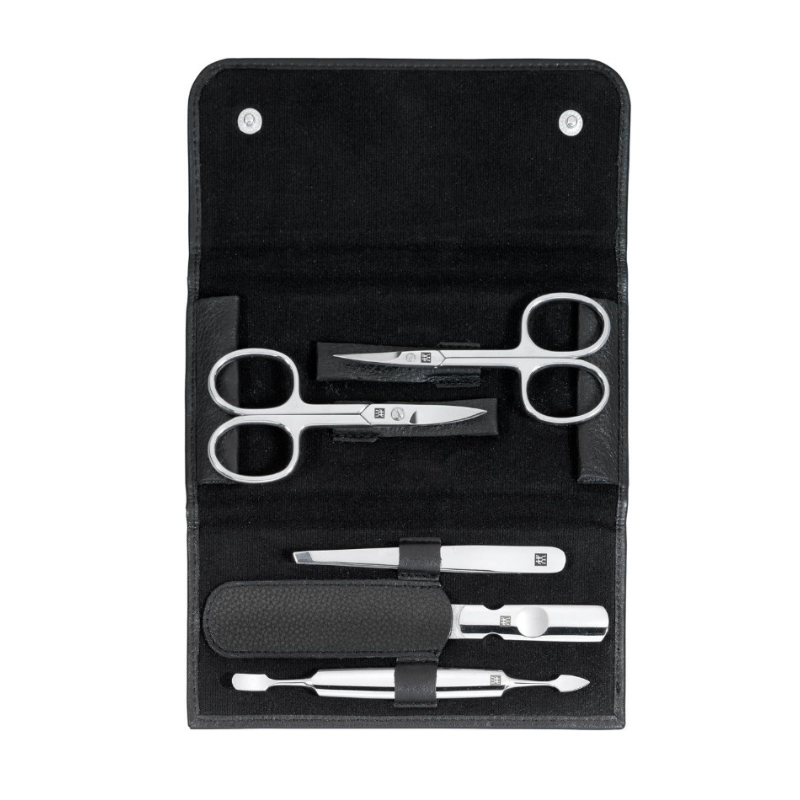 ZWILLING 5-Piece Manicure & Pedicure Set – Polished Stainless Steel in Black Leather Case