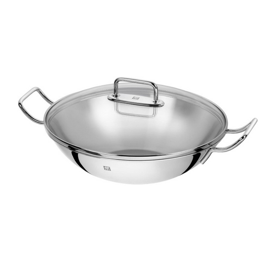 ZWILLING Plus Wok 32cm Stainless Steel with Glass Lid & Rack