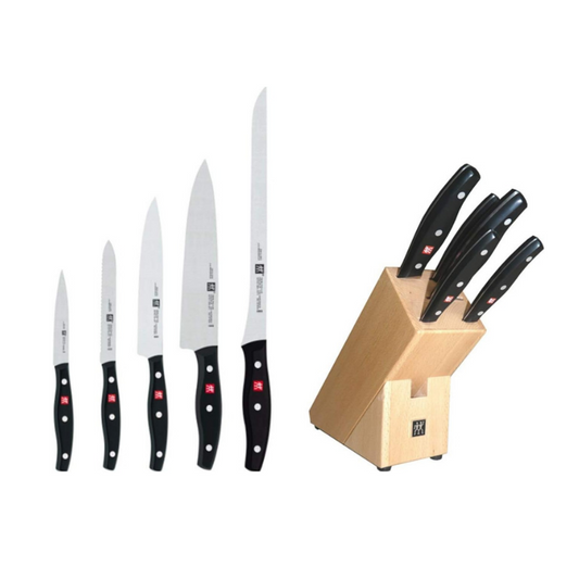 ZWILLING TWIN Pollux Knife Block – 5-Pieces Set with Ice-Hardened FRIODUR® Stainless Steel Blades