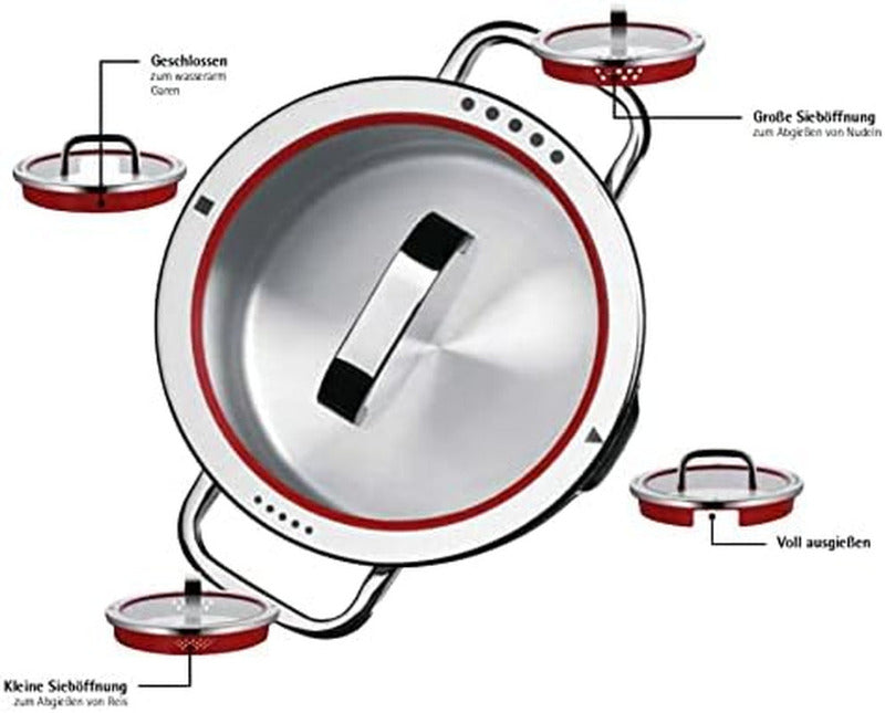 WMF Function 4 Pot Lid 16 cm – Glass Lid with 4 Pouring Functions