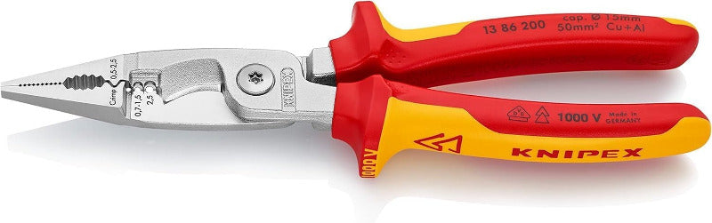 KNIPEX 13 86 200 VDE Multifunctional Electrical Installation Pliers – 6-in-1 Tool for Professionals