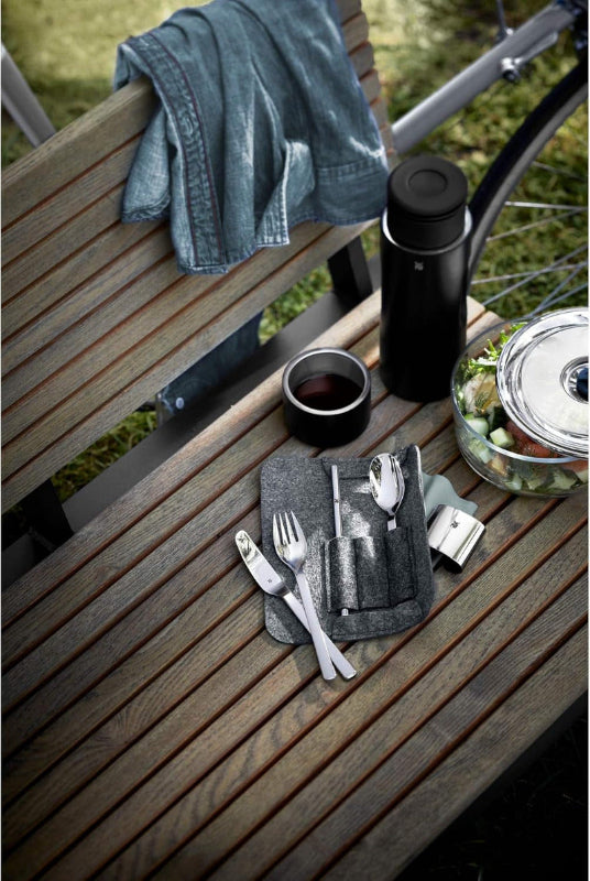 WMF My2Go, Edelstahl, Besteck Set 8-Teilig, Outdoor Reisebesteck Set 1 Person, Campingbesteck Mit Etui, Wanderbesteck Umweltfreundlich, Strohhalm, Reinigungsbürste, Camping Zubehör Geschenk