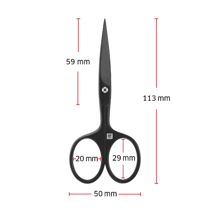 ZWILLING Beard Scissors – 115 mm Premium Stainless Steel, Extended Grip, Fine Tip, Scratch-Resistant, Black