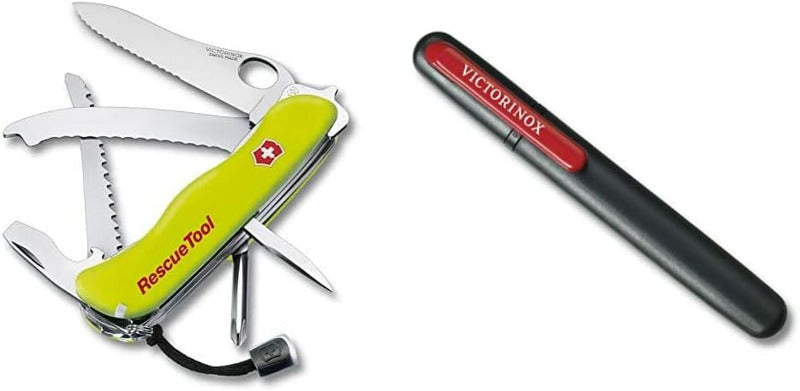 Victorinox Rescue Tool MW – Swiss Army Emergency Knife with 13 Functions, One-Hand Serrated Blade, Firefighter Knife