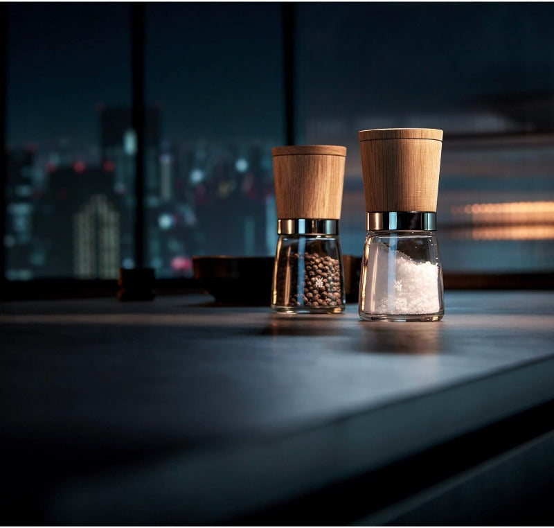 WMF Ceramill Nature Salt & Pepper Mill Set – 2-Pieces Wooden Mills with Ceramic Grinder