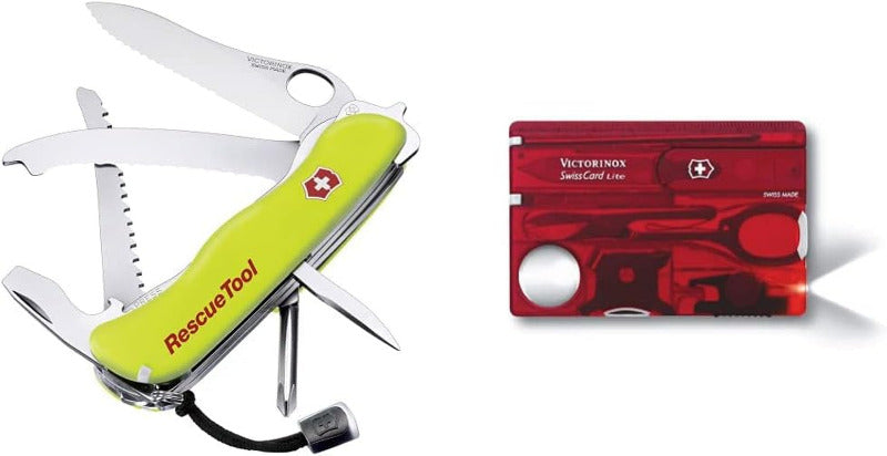 Victorinox Rescue Tool MW – Swiss Army Emergency Knife with 13 Functions, One-Hand Serrated Blade, Firefighter Knife