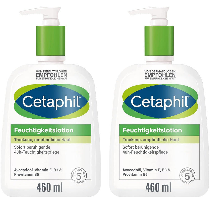 CETAPHIL Moisturizing Lotion 2x460ml – For Dry & Sensitive Skin | Long-Lasting Hydration