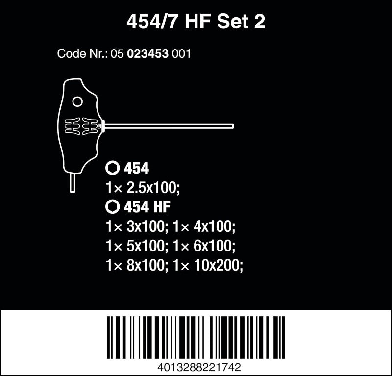 WERA 454/7 HF Hex-Plus T-Handle Screwdriver Set 05023453001
