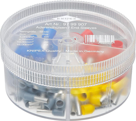 KNIPEX 97 99 907 Insulated Wire Ferrule Assortment Box – 100 Piece (4–16 mm²)