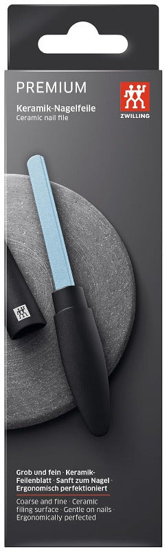 ZWILLING Ceramic Nail File – 170 mm, Dual-Grit, with Cap, Premium Black