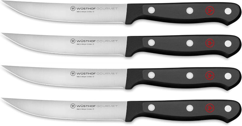 WÜSTHOF Gourmet Steak Knife Set – 6 Pieces | 12 cm Blade | Black