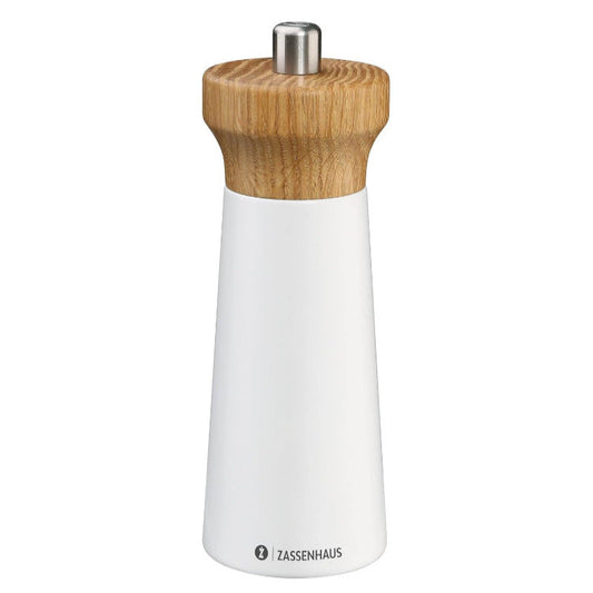 ZASSENHAUS Salt Mill Westerland – White | Beech & Oak | 14 cm