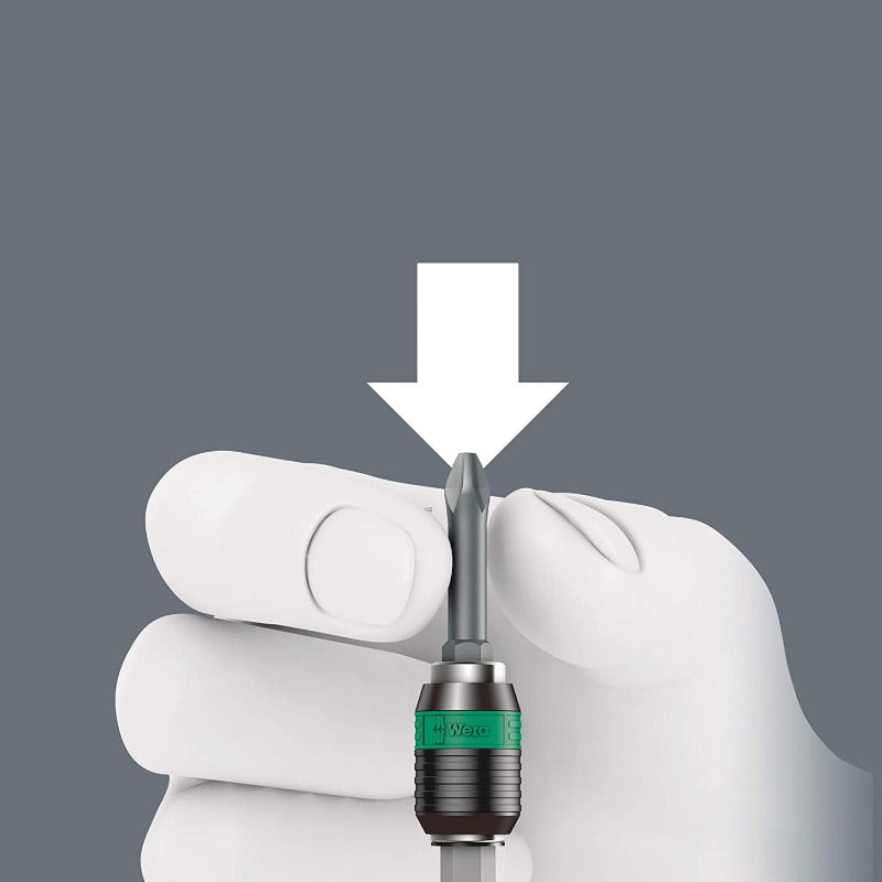 Wera 416 RA T-Handle Ratchet Bit Holder with Rapidaptor, 1/4", 45mm – Black/Green