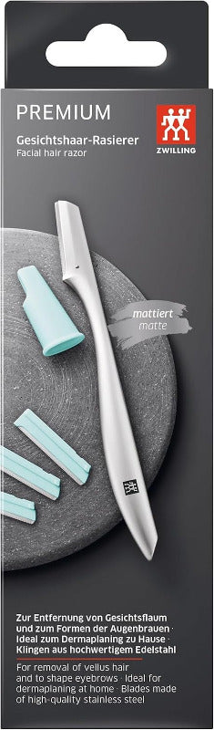 ZWILLING Gesichtshaarrasierer Mit Rasierklinge (Für Eine Präzise Entfernung Von Haaren Im Gesicht, Hygienisch Und Gründlich), Premium, Edelstahl, Silber
