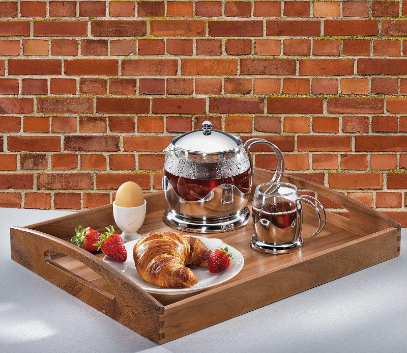 ZASSENHAUS Rectangular Wooden Serving Tray with Handles – Acacia Wood, 53×41×7 cm