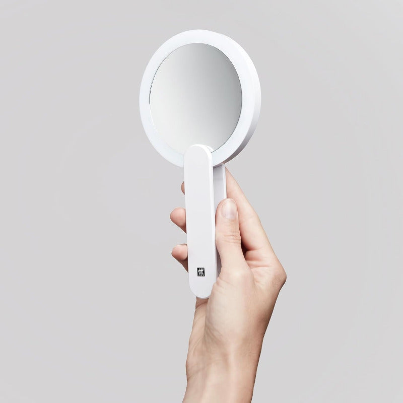 ZWILLING Premium Cosmetic Mirror – 10x Magnification, LED Light, Rechargeable, 360° Swivel, Daylight White