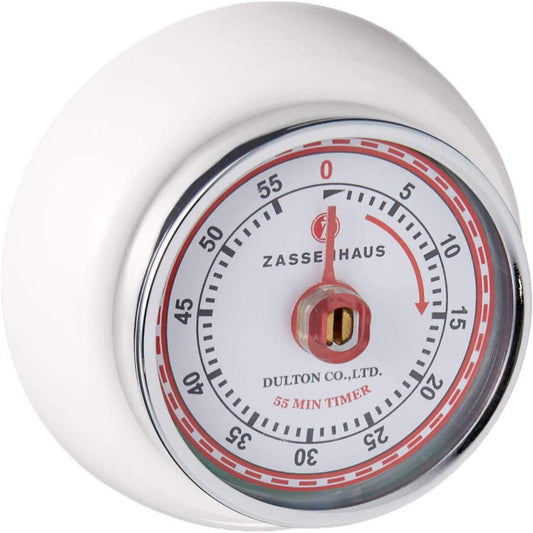 ZASSENHAUS Speed Kitchen Timer – Analog Countdown Clock with Alarm (White)