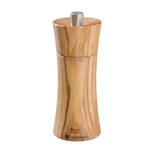 ZASSENHAUS Frankfurt Pepper Mill – Olive Wood, 14 cm | Premium Ceramic Grinder