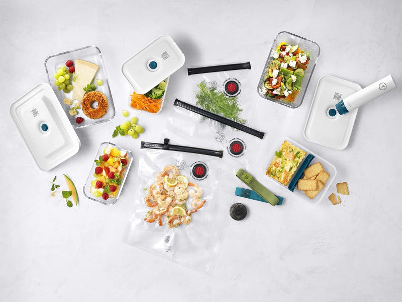 ZWILLING Fresh & save Vakuum Starterset Für Lebensmittel, Glas, 16-Teilig, Inkl. Dose, Pumpe Und Beutel, La Mer