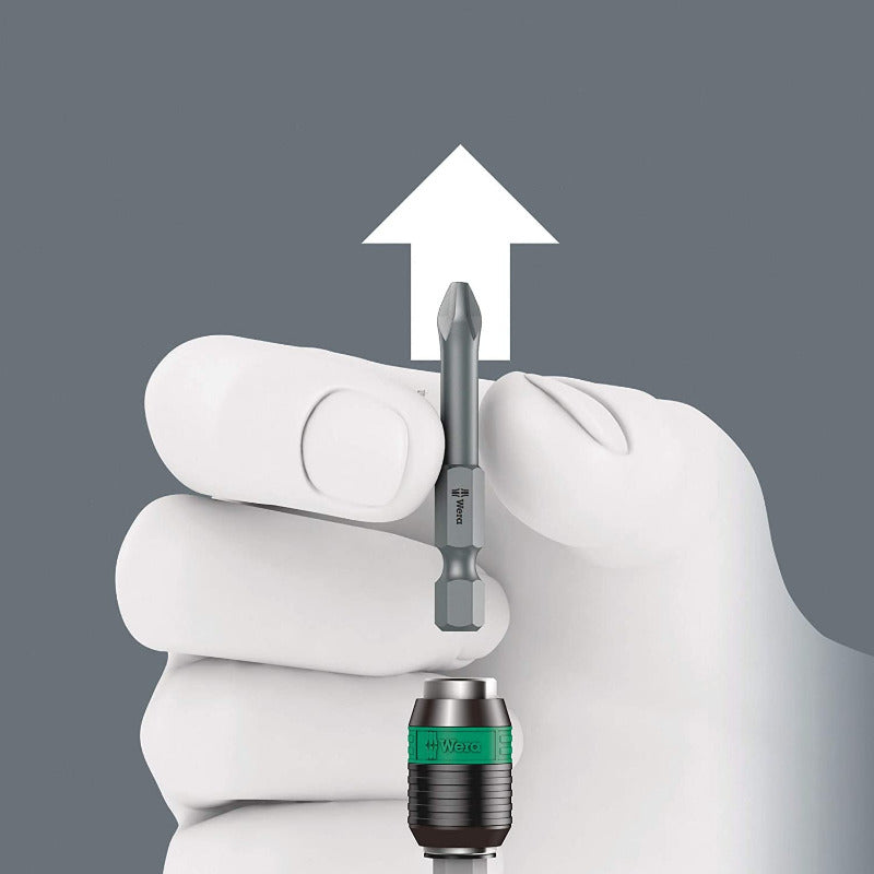 Wera 416 RA T-Handle Ratchet Bit Holder with Rapidaptor, 1/4", 45mm – Black/Green