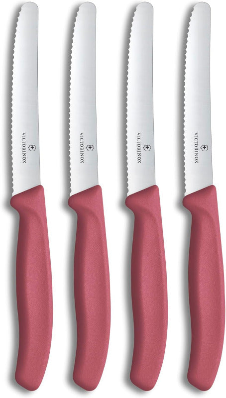 VICTORINOX Swiss Classic Breakfast Knife Set – 4-Piece Colorful Serrated Bread & Fruit Knives (11 cm)