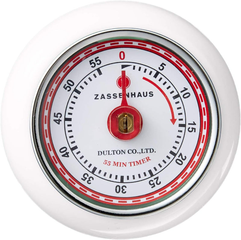 ZASSENHAUS Speed Kitchen Timer – Analog Countdown Clock with Alarm (White)
