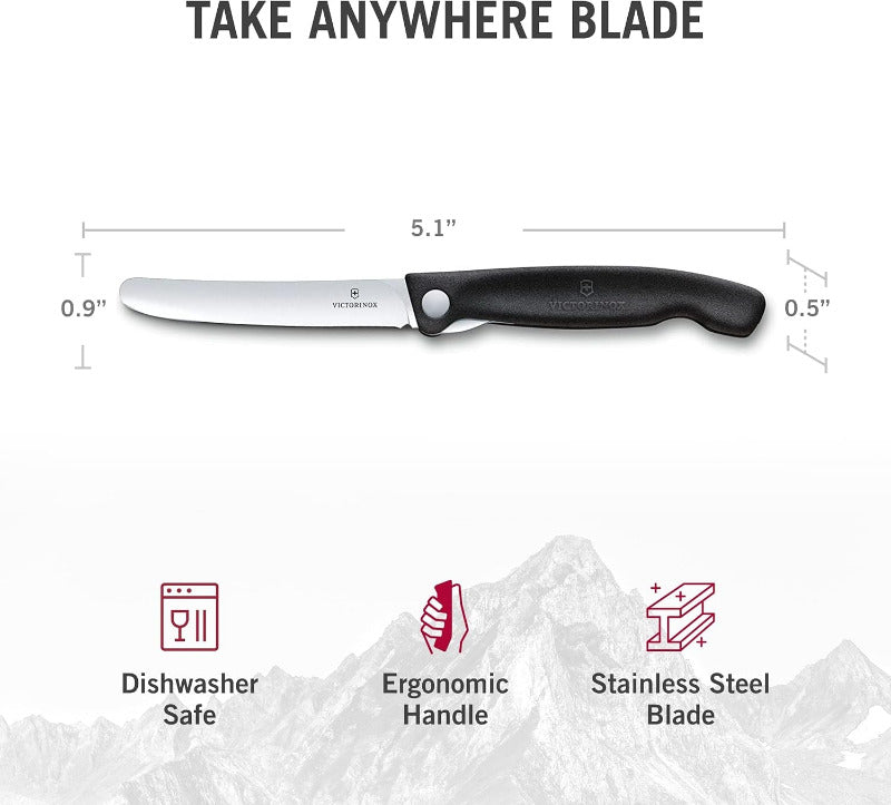Victorinox Swiss Classic Tomato and Table Knife – 11 cm Ultra-Sharp Straight Edge, Stainless Steel, Black Handle