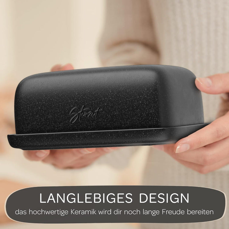 STEINZEIT Design Ceramic Butter Dish | 250g Butter Bell with Lid – Dishwasher Safe, Stylish Butter Keeper for Standard Butter Packs