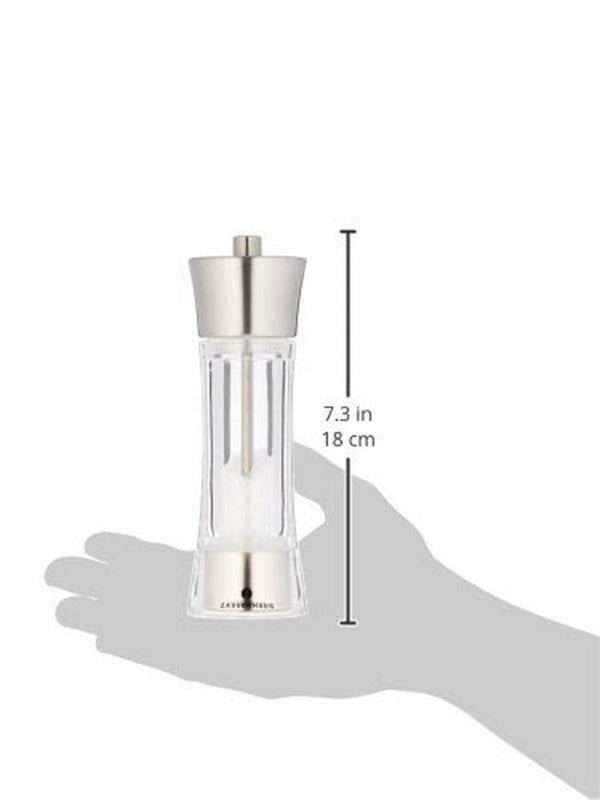 Zassenhaus "Aachen" Salt Mill – Stainless Steel & Acrylic | Silver/Transparent | 16 cm