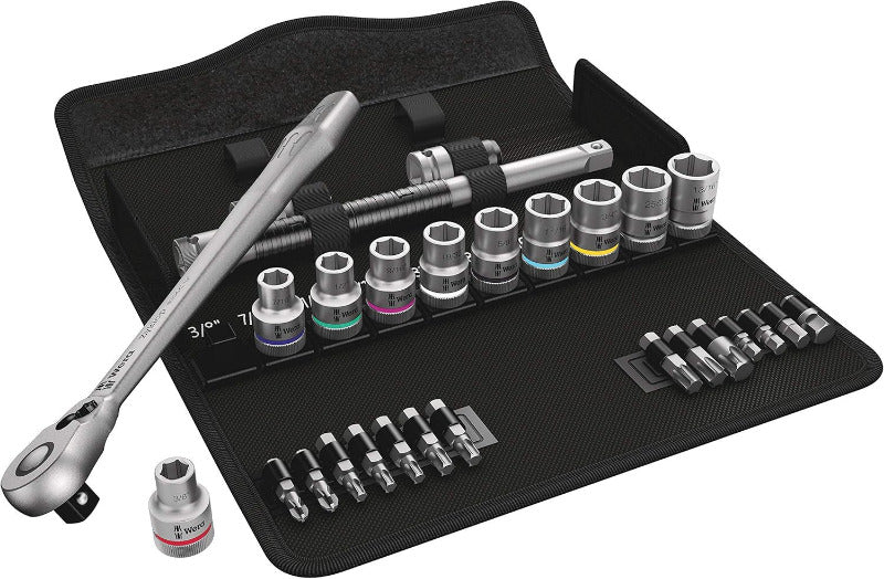 WERA 8100 SA 8 Zyklop Metal Ratchet Set with Switch Lever – 28‑Piece (05004018001)