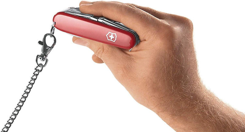 VICTORINOX Mountaineer Swiss Army Knife – 18-Function Multitool Pocket Knife in Red