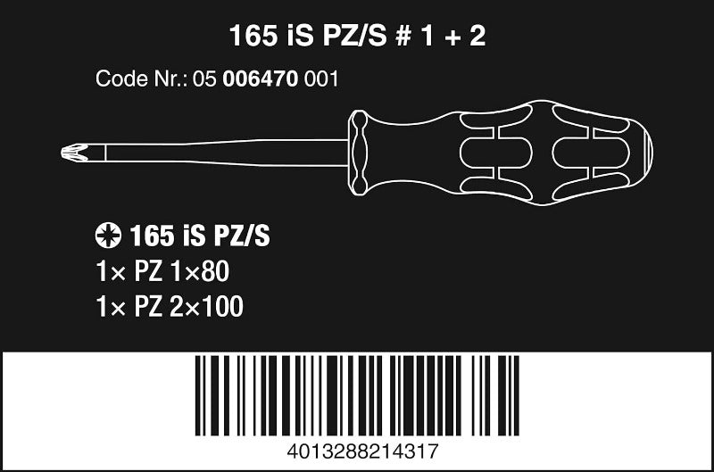 WERA 165 iS VDE Insulated Screwdriver Set – PZ/S #1 + #2 (05006470001)